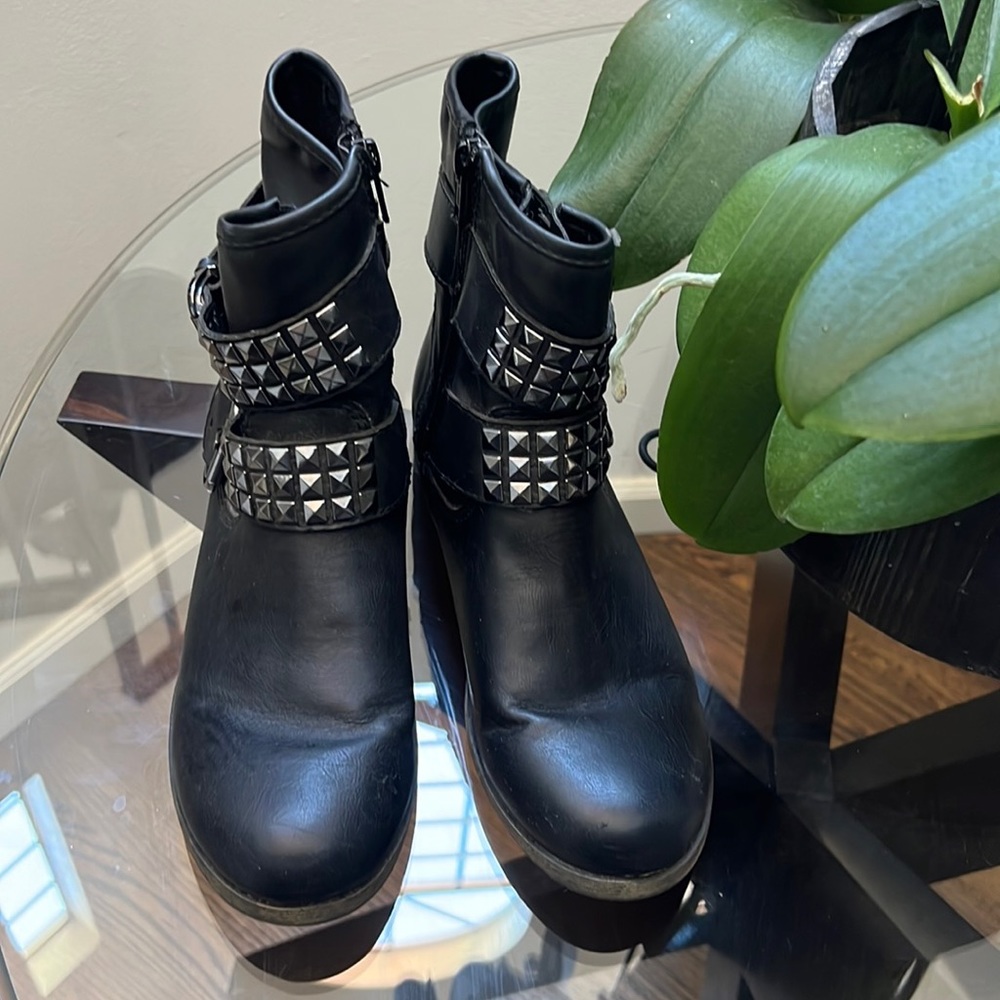 Mossimo Supply Co. Black Buckle Studded Biker Boots